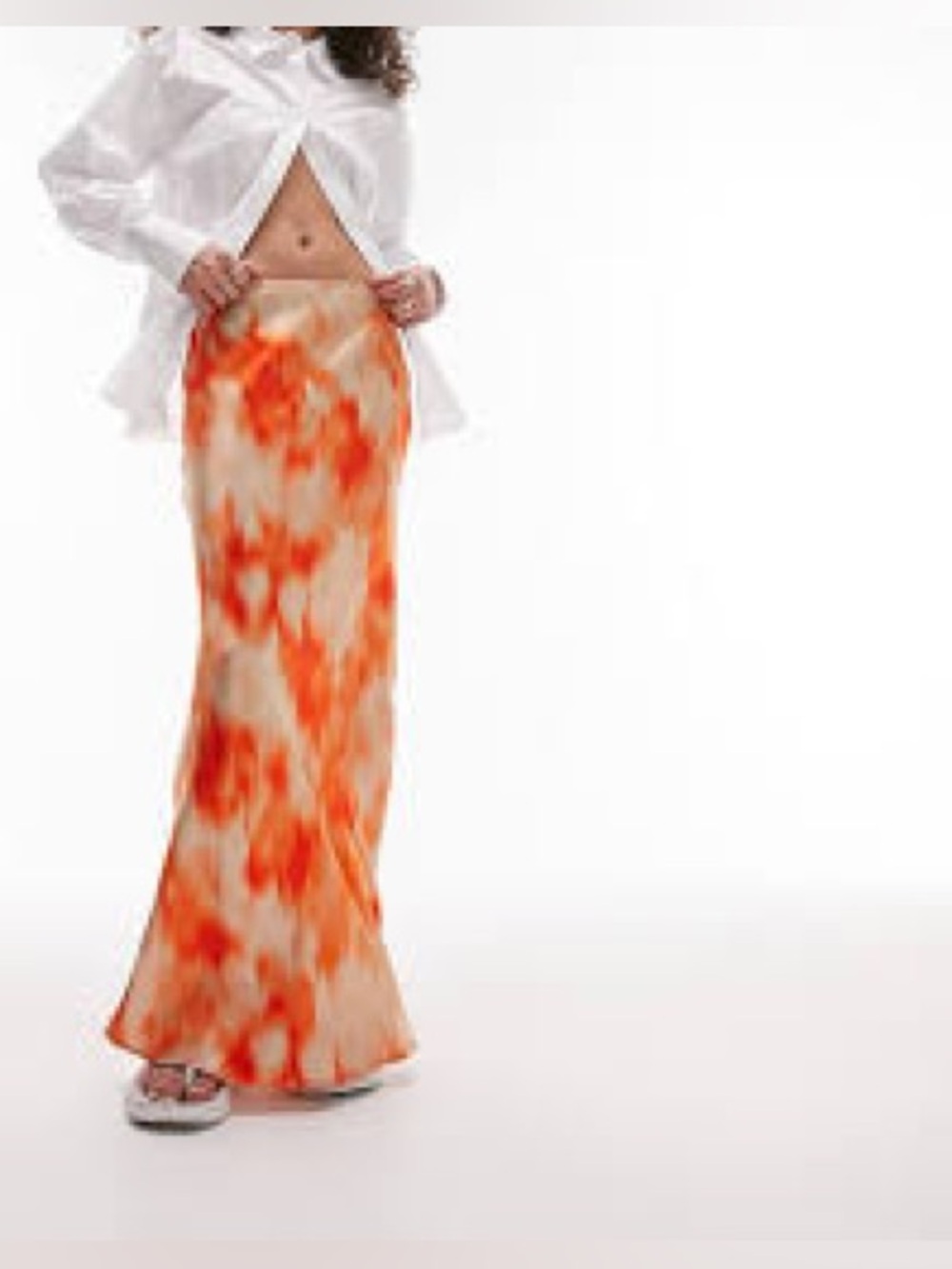 Lush Orange and Cream Tie-Dye Maxi Skirt